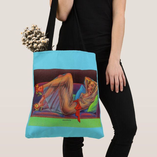 Anfang der 1940er Jahre Schöne Button-up-Girl-Prin Tasche (Von Nahem)