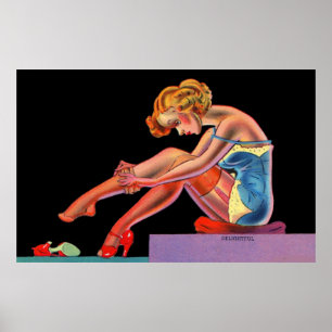 Anfang der 40er Jahre Wunderbares Button-Up-Mädche Poster