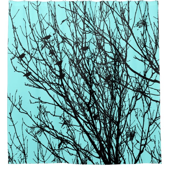 Anfänge in einem Baum - Hochkontrast - Eisblau Duschvorhang (Vorderseite)
