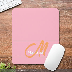 Anfänglich rosa Trendy Modernes Monogramm Mousepad