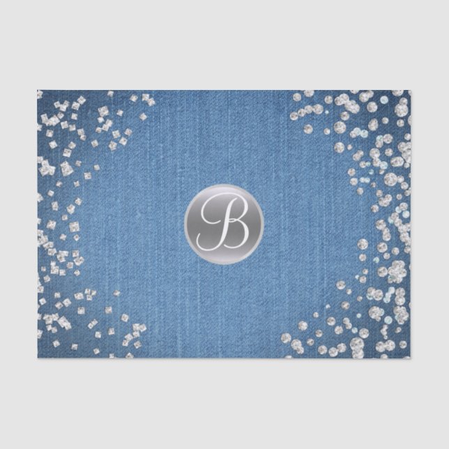 Anfängliche Bling-Monogramm-Markierung für Denim D Seidenpapier (Vorderseite)