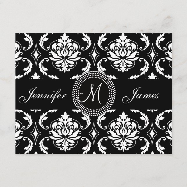 Anfängliche Hochzeitsempfangskarte für Black Damas Begleitkarte (Vorderseite)