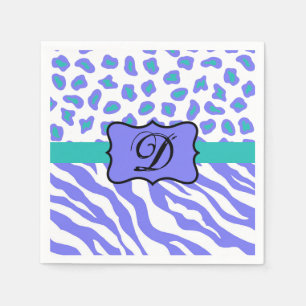 Anfängliche Lava White Zebra Leopard Skin Monogram Serviette