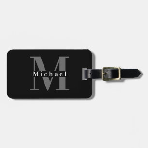 Anfängliche Maskuline Schwarz-Weiß-Monogramm Gepäckanhänger