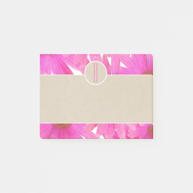 Anfängliche rosa Tischtuhren und braun-Kraft-Rusti Post-it Klebezettel (Vorderseite)
