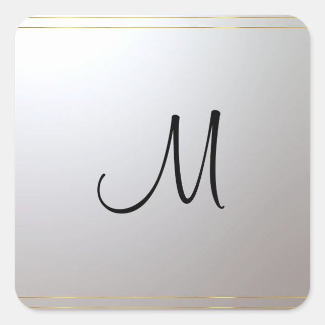 Anfängliche Vorlage für das Gold Silver Monogram Quadratischer Aufkleber (Vorderseite)