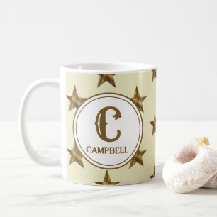 Anfängliche Western-Gelbe Gold-Star-Monogramm Kaffeetasse