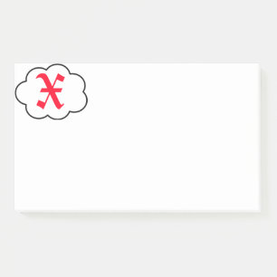 Anfängliche X-Monogramm-Nachhinweise Post-it Klebezettel