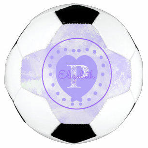 Anfänglicher Chic Monogram Purple Heart Watercolor Fußball