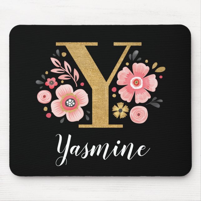 Anfänglicher Girly Letter X, schwarz, klassisch pi Mousepad (Vorne)