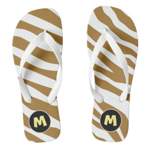 Anfänglicher hübscher Tierdruck l Braun und weiß Flip Flops
