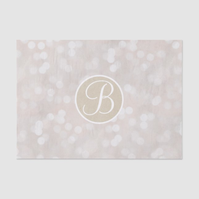 Anfänglicher Monogramm des weißen Bokeh-Lichts Seidenpapier (Vorderseite)