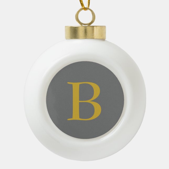 Anfänglicher Name des modernen grauen Farbmonogram Keramik Kugel-Ornament (Vorderseite)