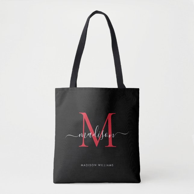 Anfänglicher Name des roten Monogram-Skripts für d Tasche (Vorderseite)