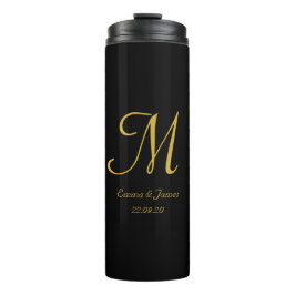 Anfänglicher Name des Schwarzen Gold-Elegant-Monog Thermosbecher
