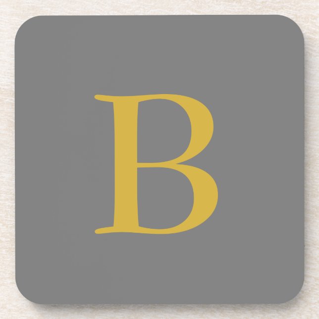 Anfänglicher Name für das moderne graue Monogramm Getränkeuntersetzer (Vorderseite)