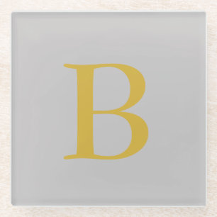 Anfänglicher Name für das moderne graue Monogramm Glasuntersetzer
