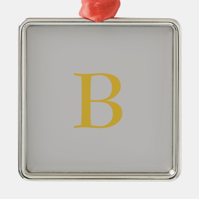 Anfänglicher Name für das moderne graue Monogramm Ornament Aus Metall (Vorne)
