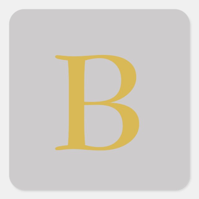 Anfänglicher Name für das moderne graue Monogramm Quadratischer Aufkleber (Vorderseite)