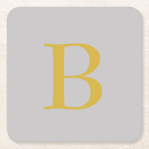 Anfänglicher Name für das moderne graue Monogramm Rechteckiger Pappuntersetzer