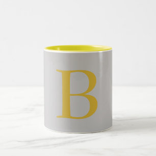 Anfänglicher Name für das moderne graue Monogramm Zweifarbige Tasse