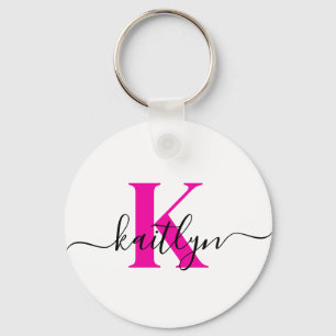 Anfänglicher Name Mit Monogramm in Pink Schlüsselanhänger