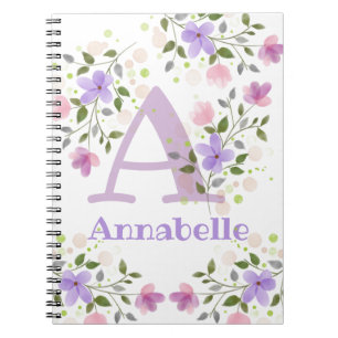 Anfänglicher Plus Name Annabelle mit Blume Notizblock