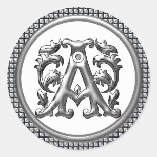 Anfänglicher Rundaufkleber in Silber Runder Aufkleber