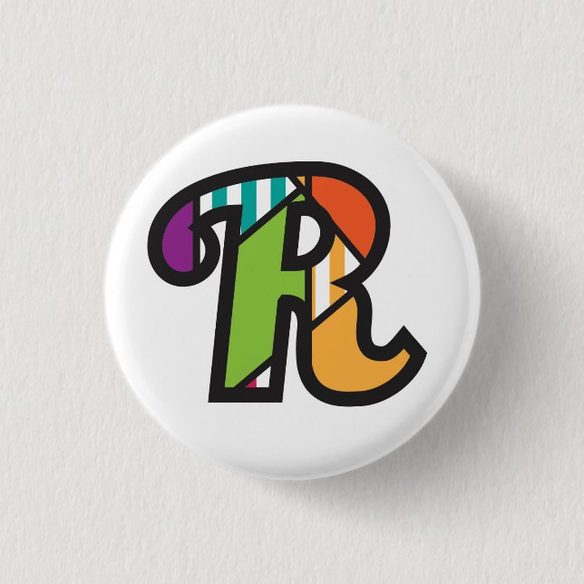 Anfängliches Blech R von jrf.a ,(R letter) Button (Vorderseite)