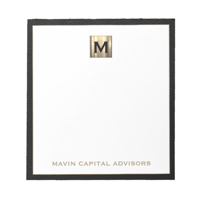 Anfängliches Logo für das Elegant Gold Monogram Notizblock (Vorderseite)