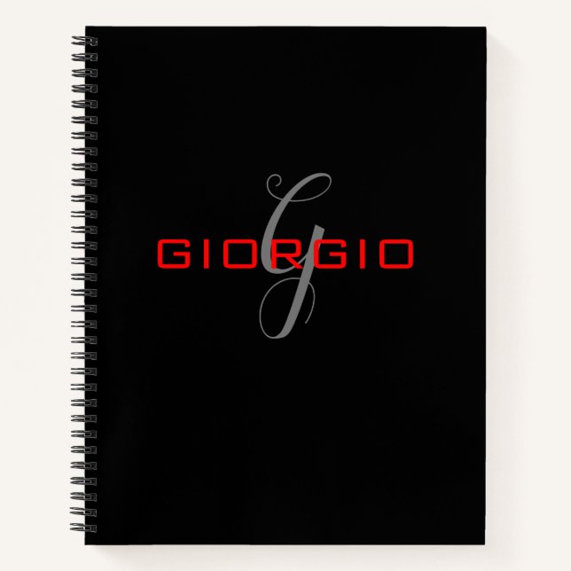 Anfängliches Monogramm - Anfänglich schwarz rot -  Notizbuch (Vorderseite)
