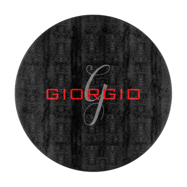 Anfängliches Monogramm - Anfänglich schwarz rot -  Schneidebrett (Vorderseite)