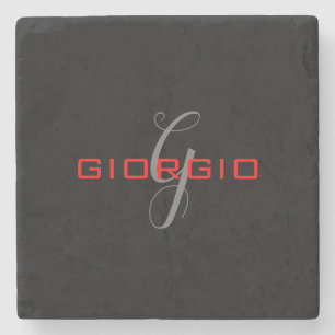 Anfängliches Monogramm - Anfänglich schwarz rot - Steinuntersetzer