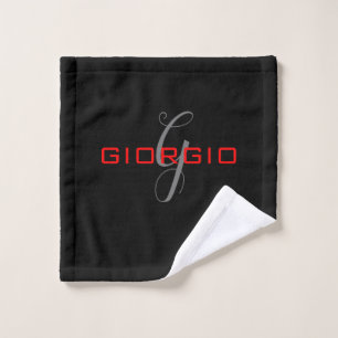 Anfängliches Monogramm - Anfänglich schwarz rot - Waschlappen