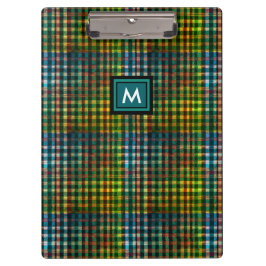 Anfängliches Monogramm eines modernen grünen Karie Klemmbrett