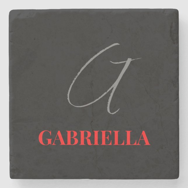 Anfängliches Monogramm: Schwarz-Grau Steinuntersetzer (Vorderseite)