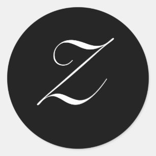 Anfängliches Siegel "Z" für Schwarz-Weiß-Monogramm Runder Aufkleber