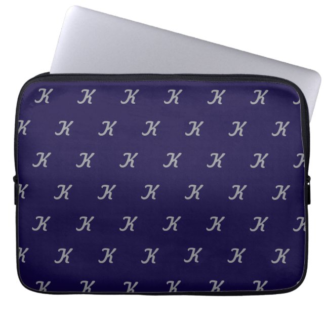 Anfängliches Tablethülle (Navy Blau & Silber) Laptopschutzhülle (Vorderseite)