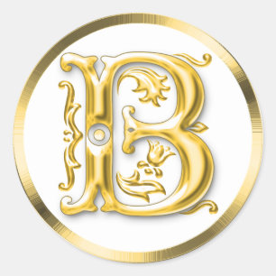 Anfangs-B-Round-Aufkleber in Gold Runder Aufkleber