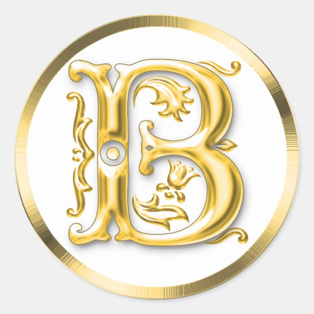 Anfangs-B-Round-Aufkleber in Gold Runder Aufkleber (Vorderseite)