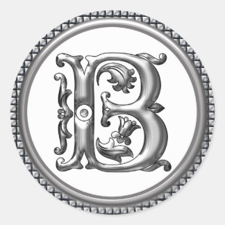 Anfangs-B-Rundkleber in Silber Runder Aufkleber