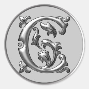Anfangs C Rundkleber in Silber Runder Aufkleber
