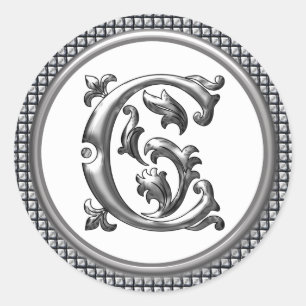 Anfangs C Rundkleber in Silber Runder Aufkleber