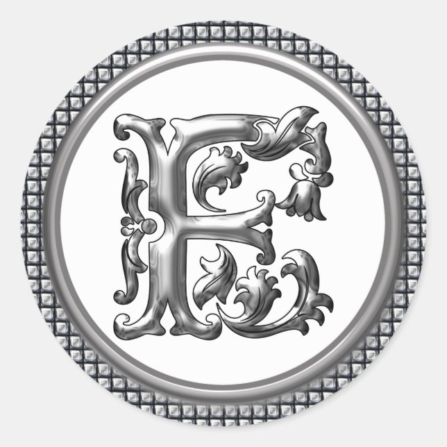 Anfangs F Rundkleber in Silber Runder Aufkleber (Vorderseite)
