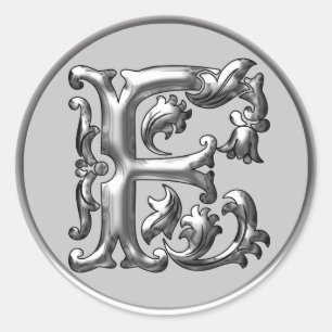 Anfangs F Rundkleber in Silber Runder Aufkleber