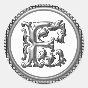 Anfangs F Rundkleber in Silber Runder Aufkleber