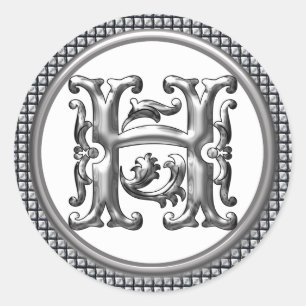 Anfangs-H-Round-Aufkleber in Silber Runder Aufkleber