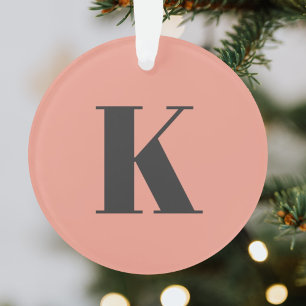 Anfangs Letter Monogram   Modern Stylish Peach Ornament