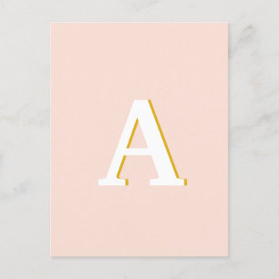 Anfangs Monogram Blush Pink Vintage Typography Postkarte