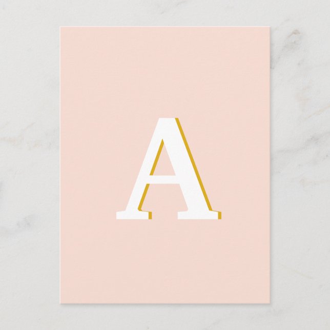 Anfangs Monogram Blush Pink Vintage Typography Postkarte (Vorderseite)
